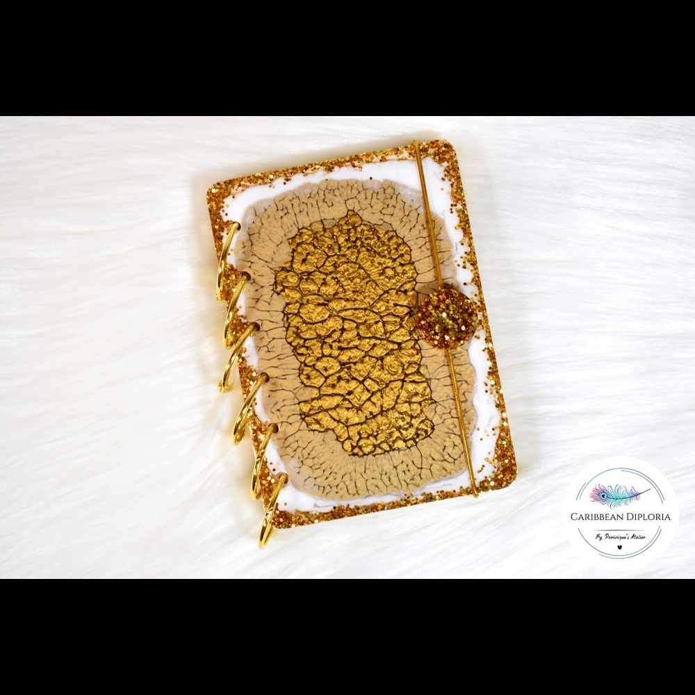 Gold, beige & white A7 notebook